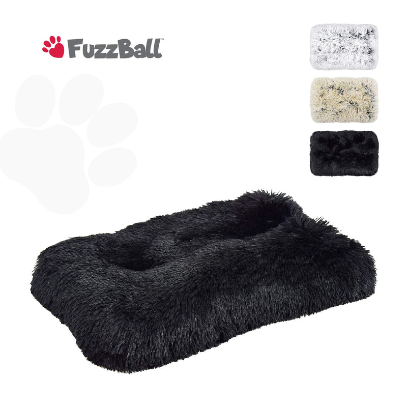 FuzzBall Fluffy Luxe Crate Pet Bed & Mat for Dogs & Cats, Anti-Slip, Waterproof Base, Machine Washable, Durable Pad with Elastic Kennel Attachment 17 x 11" Black - PawsPlanet Australia