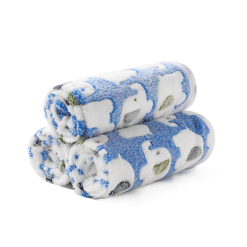Luciphia 1 Pack 3 Blankets Super Soft Fluffy Premium Cute Elephant Pattern Pet Blanket Flannel Throw for Dog Puppy Cat Small(23*16") Blue - PawsPlanet Australia