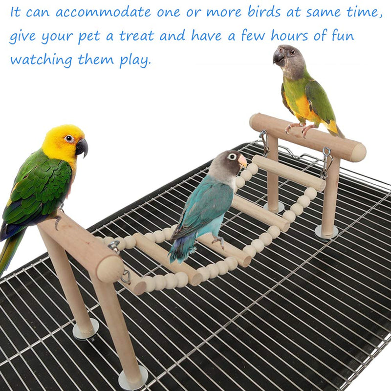 [Australia] - kathson Bird Perches Stand Toy, Parrot Swing Climbing Ladder Toys, Birdcage Top Play Gyms Playground Stands Wooden Perch for Parakeet, Cockatiel, Lovebirds, Conure and Finches 