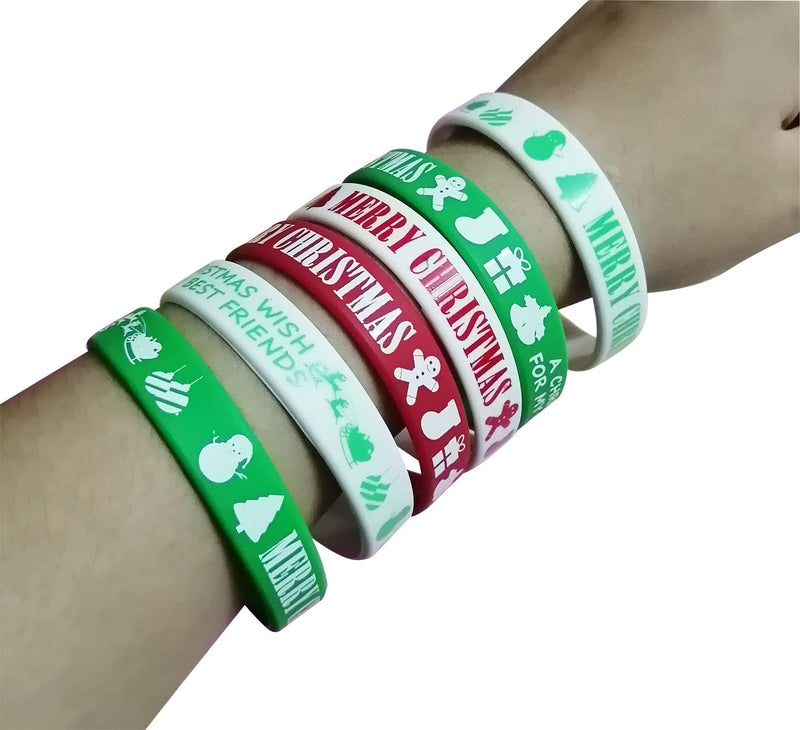 CupaPlay 24PCS Christmas Party Favors Rubber Bracelets for Adult Kids - Xmas/Holiday/Christmas Party Supplies Decorations Goodie Bag Stocking Stuffers Silicone Wristbands - PawsPlanet Australia