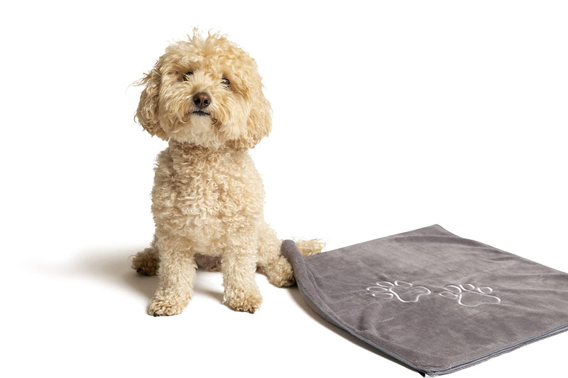 Dog Towel - Pet Drying Towel for Dogs and Cats - Soft, Absorbent, Quick Dry - Paw Print Microfiber Puppy Towel and Cat Towel for Bath, Bathing, Pool, Beach, Rain - Grooming Supplies & Car Accessories - PawsPlanet Australia