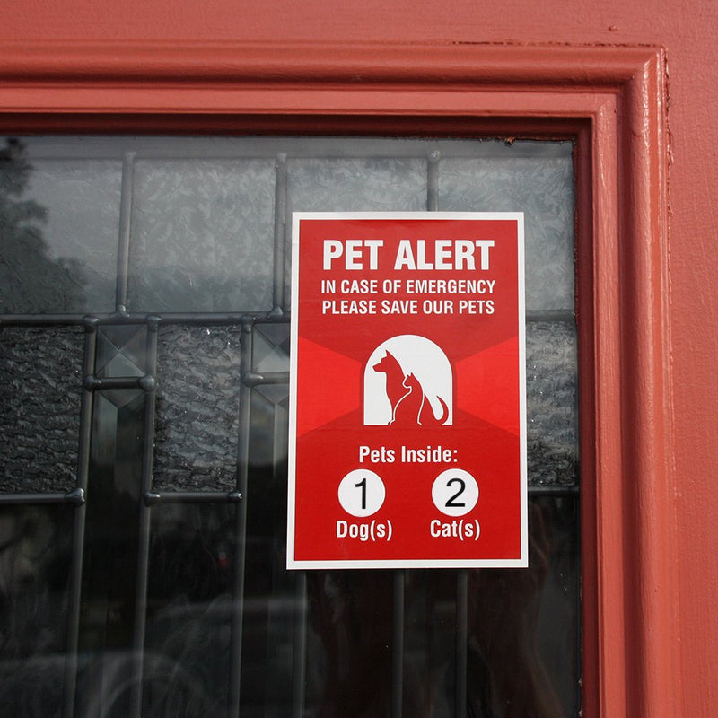 [Australia] - Pet Alert Sticker - 4 Pack - 4x6 inches - Safety Window Sign 