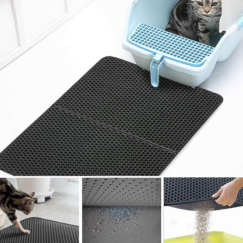 Plartree Cat Litter Mat 45x65cm, Non-Slip Foldable Washable Non-Toxic Double Layer Honeycomb Design EVA Material,Scatter Control, Waterproof Litter Tray Mat Easy to Clean for Litter Trapping - PawsPlanet Australia