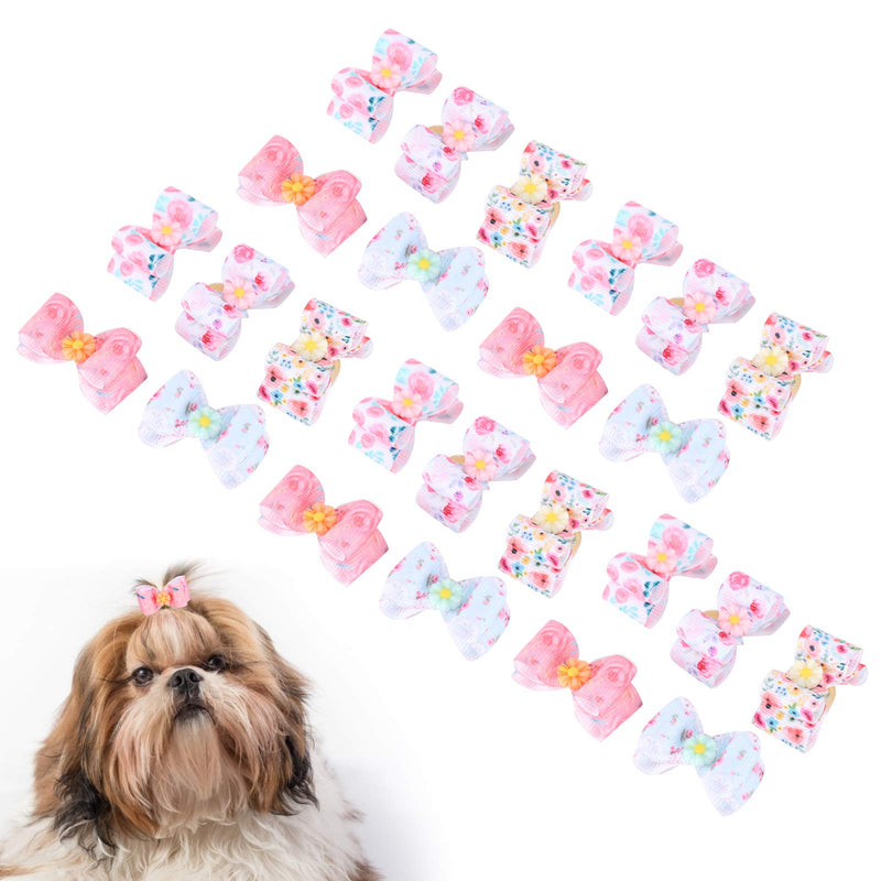 Fdit 25Pcs Small Dog Hair Bows with Elastic Rubber Bands Pet Hair Bows Tie Doggy Kitten Topknot Attachment Pet Hair Grooming Accessories - PawsPlanet Australia