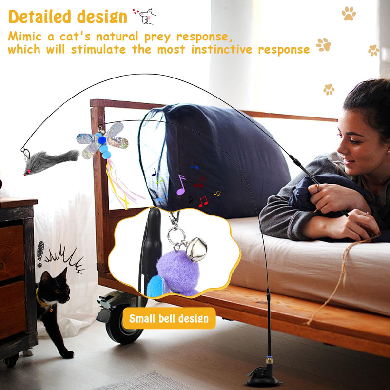 Interactive Cat Toy Intelligence Cat Toy Interactive Cat Fishing Rod Stable Cat Toys with Feathers and Suction Cup Simucatstick Kitten Wand Butterfly for Large Small Cats (Style 2) Style 2 - PawsPlanet Australia