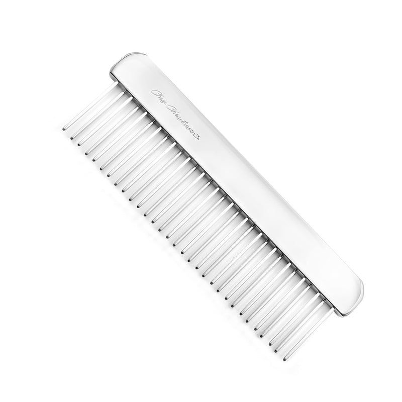 Chris Christensen NTS Staggered 1 1/4 Tooth Buttercomb - Pet Comb - Stainless Steel - Great Finishing Dog Comb - Removes Tangles and Knots Combs - For Grooming Thick and Double-Coated Breeds - 6" Spine #011 - PawsPlanet Australia
