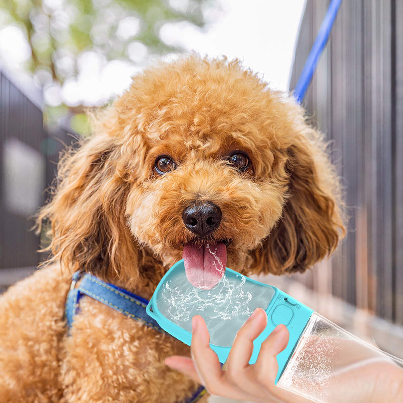 unkonwn Portable Dog Water Bottle 350 ml, Pet Water Dispenser, Food Grade Leak Proof Dog & Cat Travel Drink Bottle Bowl, Outdoor Walking Drinking Cup for Pet/Made of Food-Grade Silicone(Blue) 350 ml (Pack of 1) Blue - PawsPlanet Australia