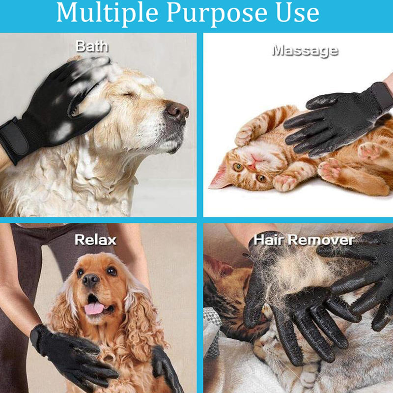 Glove Hair Removal Gloves for Dogs Cats, Pet Care Fur Change Care Cleaning Gloves Pet Brush Grooming Gloves Pet Massager, One Pair, Blue Blue 2 - PawsPlanet Australia
