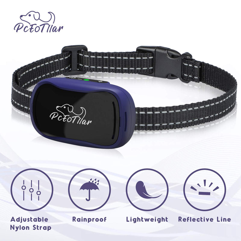 PcEoTllar Anti Bark Collar Rechargeable for Small Dogs Stop Dog Barking Device Effective 7 Sensitivity Adjustable Vibrate Beep Harmless for Training Dogs - Blue M - PawsPlanet Australia
