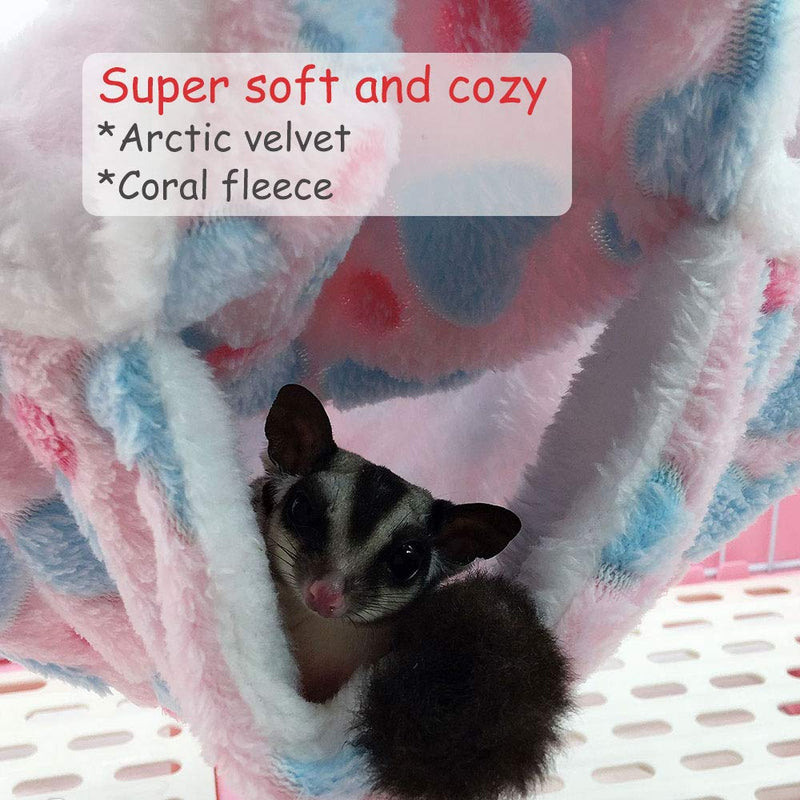 Oncpcare Small Pet Cage Hammock, Triple-Layer Sugar Glider Hammock, Hamster Cage Accessories Bedding Cozy Small Animals Bed for Chinchilla Parrot Sugar Glider Ferrets Rat Hamster Rat Playing Sleeping Heart-Coffee - PawsPlanet Australia