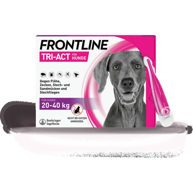 FRONTLINE TRI-ACT Dog L against ticks, fleas and mosquitoes (large dogs 20 to 40 kg) - 3x pipettes for up to 3 months of protection - waterproof - perfect for travel - PawsPlanet Australia
