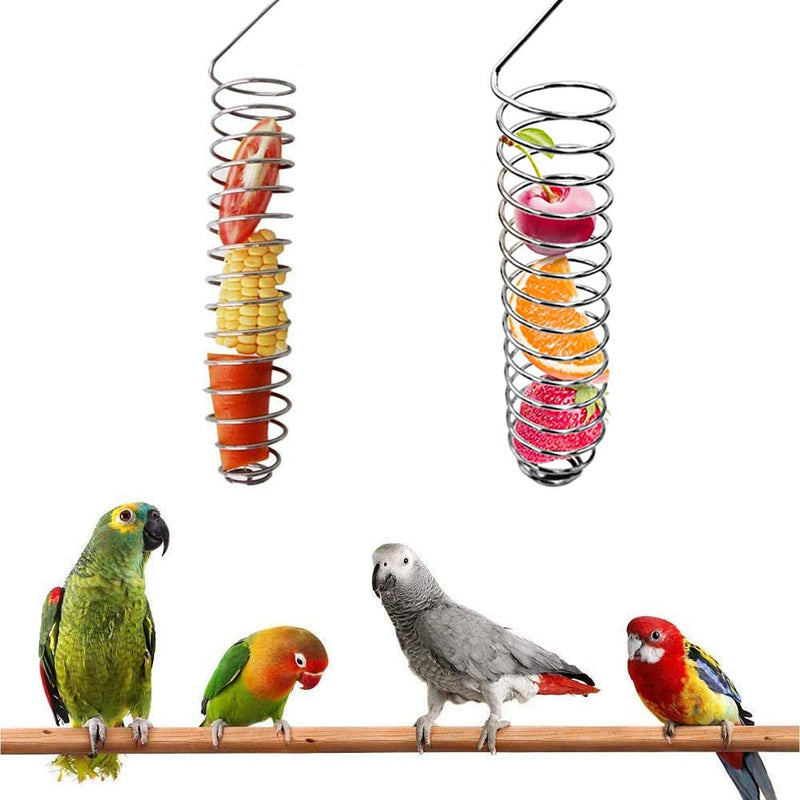 2 Pcs Parrot Basket Bird Fruit Holder Cockatiel Food Toy Fruit and Vegetable Holder for Birds Stainless Steel Feeding Bird Basket Bird Foraging Toy for Parakeet Parrots Budgies Canary - PawsPlanet Australia