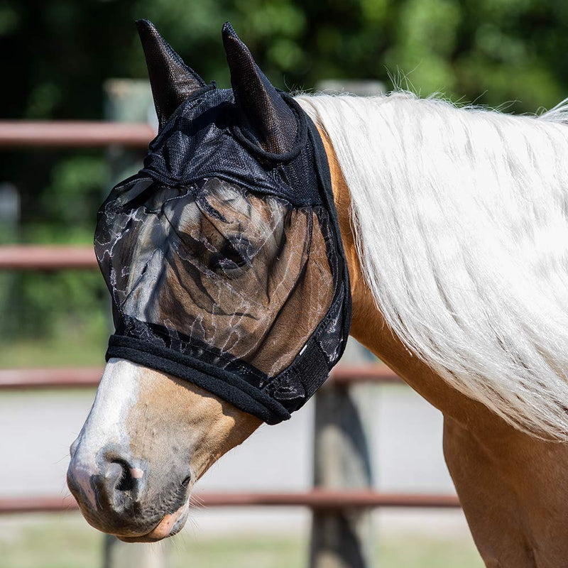 Tough 1 Fly Mask with Ears Horse Size Black - PawsPlanet Australia