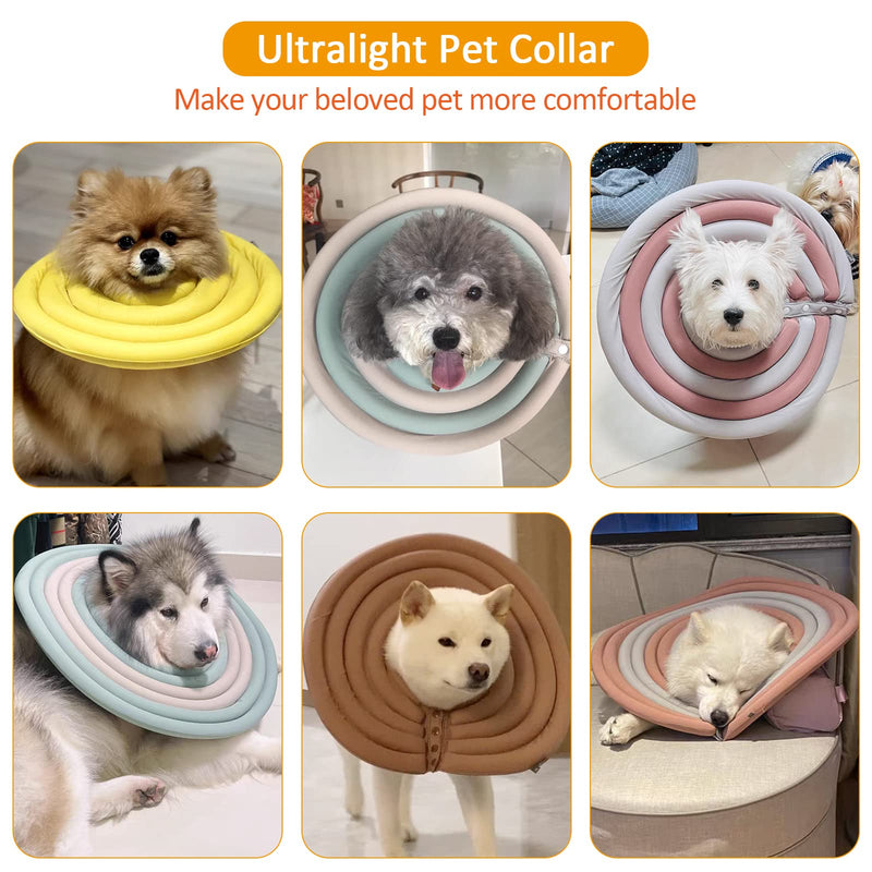 ALLSOPETS Neck collar for dogs, cats, protective dog collar, soft protective collar, adjustable collar for pets for post-surgery and injuries, beige-green M - PawsPlanet Australia