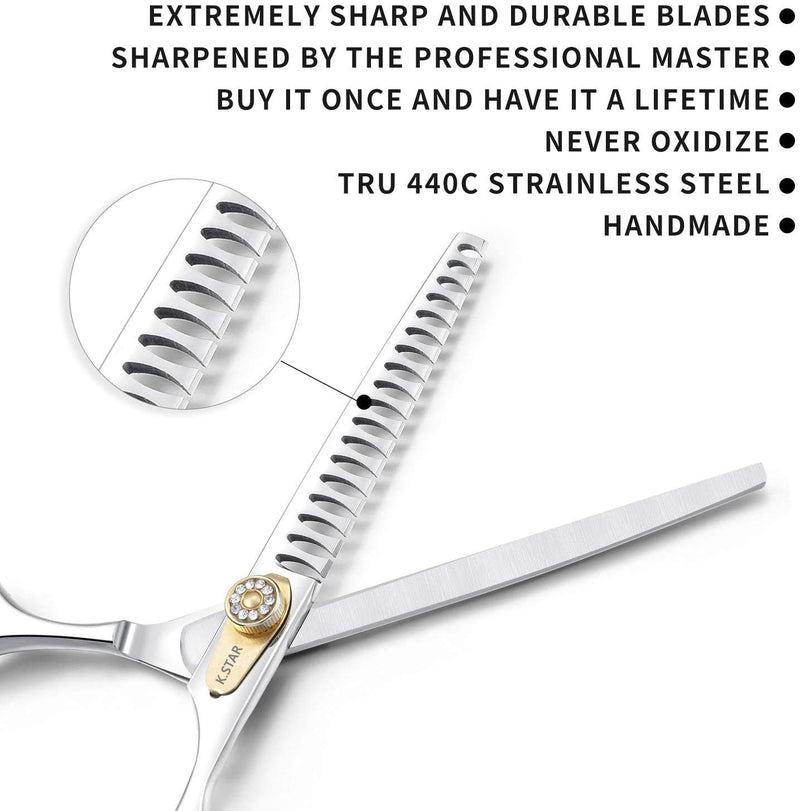 [Australia] - Klngstar Professional Razor Edge Series - 7.0"/8.0" Japan 440C Silver Personality Design Pet Grooming Cutting Scissors - Dog Big Chunker Shears 7inch chunker 