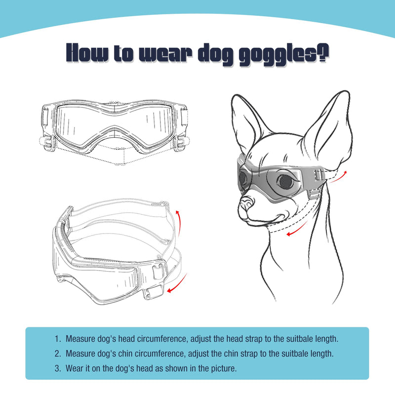 PETLESO Dog Goggles Small Breed, Easy Wear Small Dog Sunglasses, Adjustable UV Protection Puppy Sunglasses for Small to Medium Dog Black - PawsPlanet Australia
