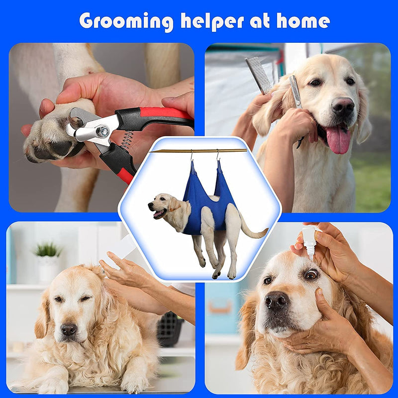 A-LHT Pet Grooming Hammock Harness for Dogs& Cats, Durable Dog Holder for Grooming, Dog Hammock Restraint Bag Helper with Nail Clipper/File for Nail Trimming, Ear/Eye Care L BULE - PawsPlanet Australia