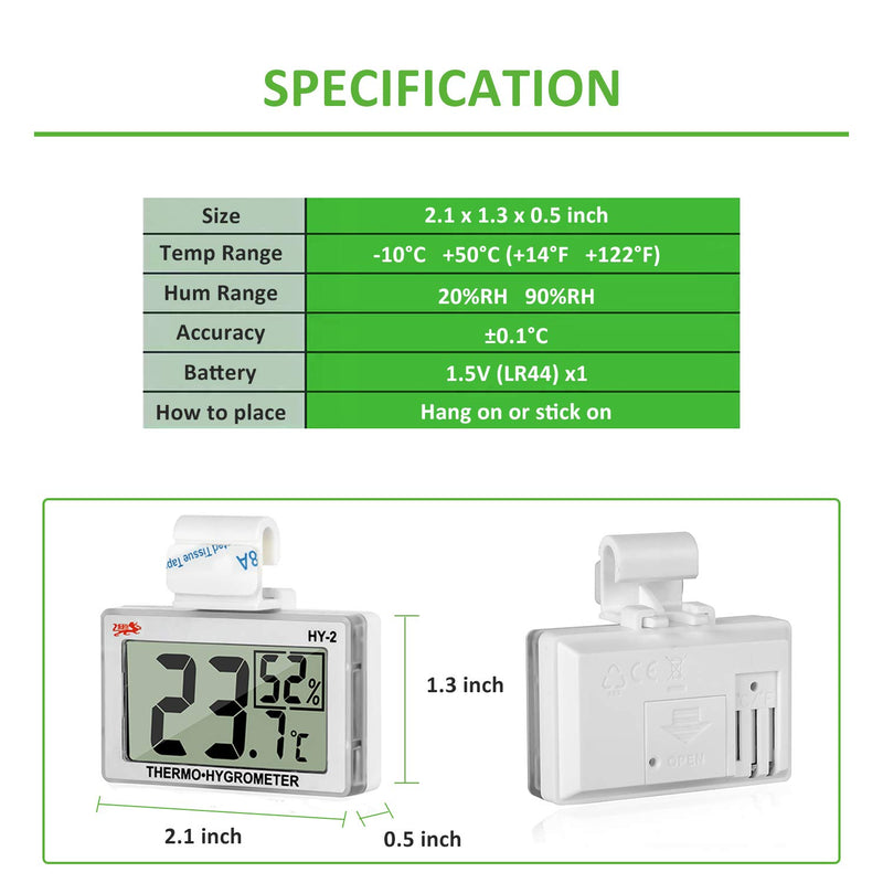 Reptile Thermometer Hygrometer LCD Digital Humidity Gauge, worked with Reptile Heat Pad to Monitor Temperature & Humidity in Reptile Terrarium, Perfect for Turtle/Snake/Lizard/Frog/Spider/Plant Box - PawsPlanet Australia