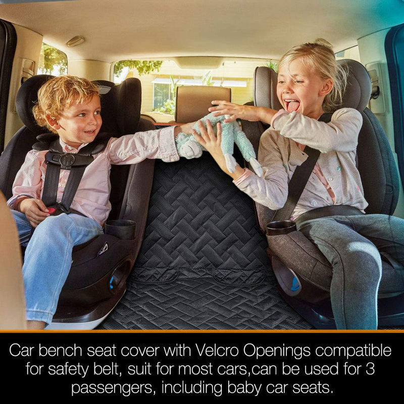[Australia] - iBuddy Bench Car Seat Cover for Car/SUV/Small Truck, Waterproof Back Seat Cover for Kids Without Smell, Heavy Duty and Nonslip Pet Car Seat Cover for Dogs, Machine Washable Regular BLACK 