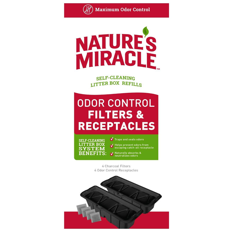 Nature's Miracle P-98232  Waste Receptacles Litter Box Waste Receptacles 4-count w/ charcoal filters For 2nd Edition Box - PawsPlanet Australia