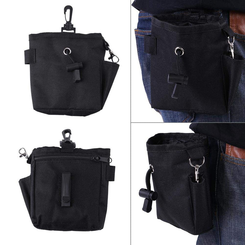 [Australia] - Pssopp Pet Treat Bag Dog Obedience Training Waist Pouch Pet Reward Drawstring Closure Pouch Bait Bag Dog Treat Carrier Holder Food Snack Small Items Storage Bags Black 