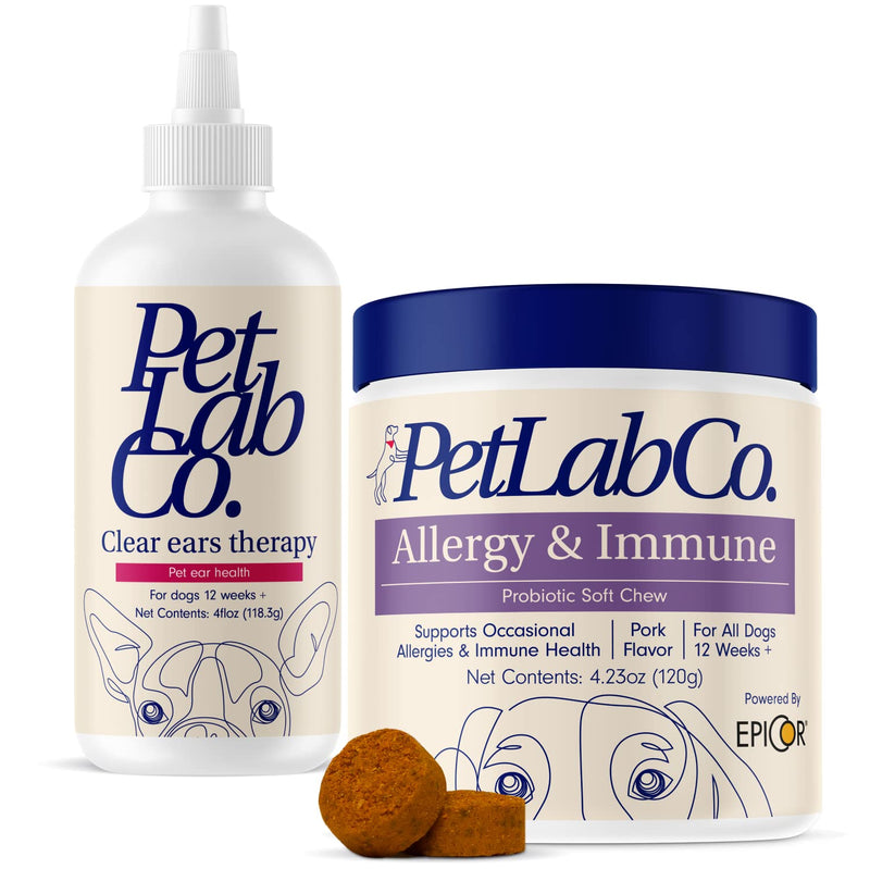 PetLab Co ‚Äì Allergy Bundle: Allergy & Immune Specialized Dog Probiotics for Occasional Seasonal Allergy Support Daily 30 Count & Dog Ear Wash, Formulated to Moisturize, and Cleanse Ears 4 Ounces - PawsPlanet Australia