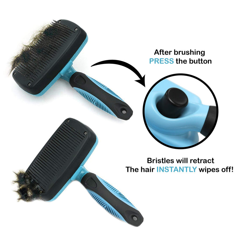 [Australia] - Pets First SELF CLEANING SLICKER BRUSH for PETS DOGS & CATS - Retractable Design for Quick & Easy Pet Fur Removal - Fine & SAFE Bristles To Detangle & Massage DOG SKIN or CAT SKIN – NEW SPECIAL DESIGN 