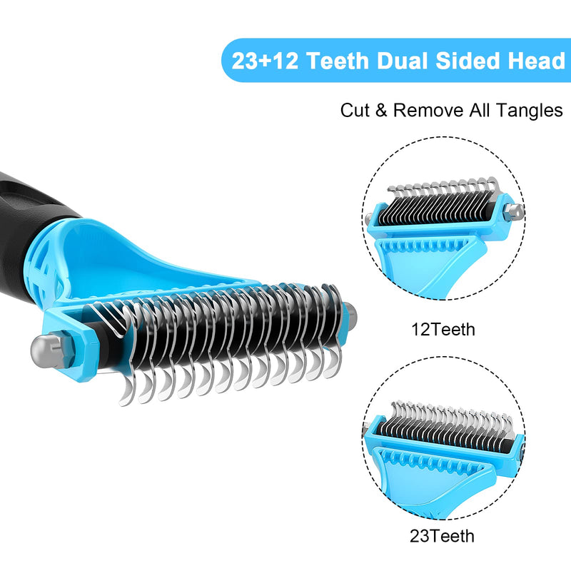 Cat Brush, Dog Grooming Brush, Rabbit Comb for shedding, LIUCOLI Professional Pet Hair Remover Rake - Eliminates Tangles Knots for Long/Short Hair, Removes 96% of Dead Undercoat and Loose Hairs Blue+Black - PawsPlanet Australia