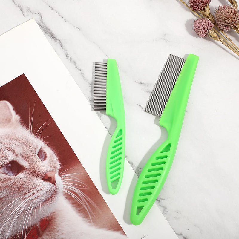 TIESOME Pet Hair Comb Tear Stain Removal, 2 Pack Multifunctional Combs for Pets Grooming Kit 2 in 1 Dog Combs Stainless Steel Comb Massage Comb Double Sided Comb (Green) Green - PawsPlanet Australia
