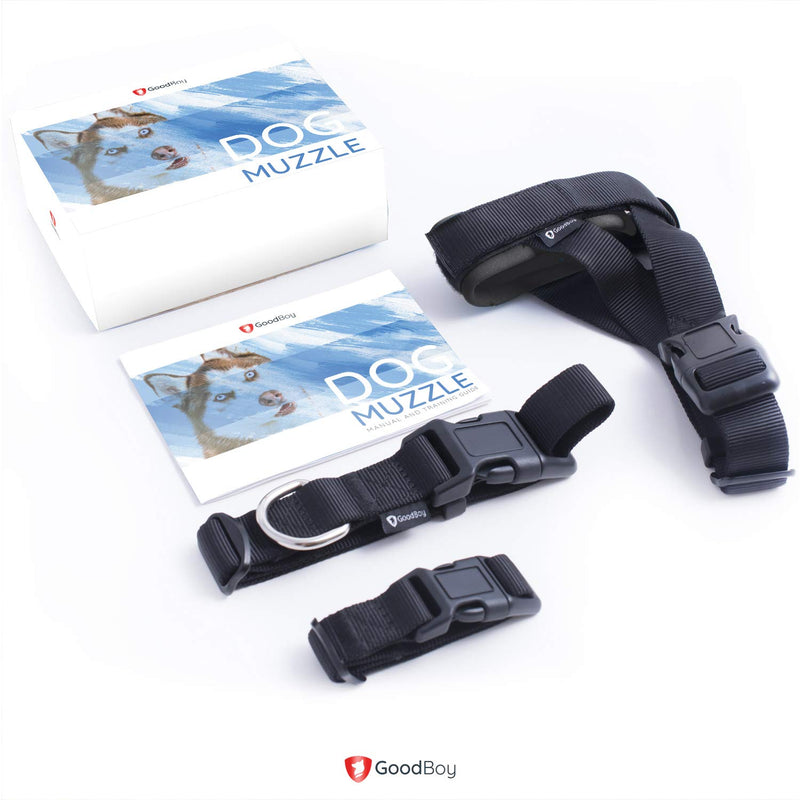 [Australia] - Gentle Muzzle Guard for Dogs - Prevents Biting Unwanted Chewing Safely Secure Comfort Fit - Soft Neoprene Padding – No More Chafing – Included Training Guide Helps Build Bonds Pet Small Grey 