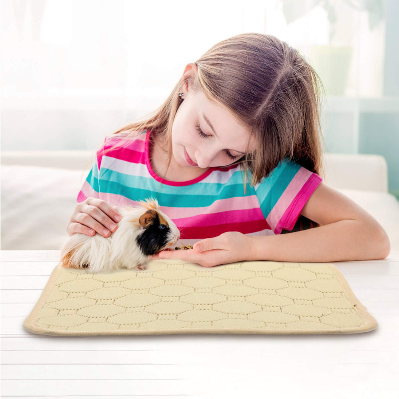 Jetec 5 Pieces Guinea Pig Cage Liners Washable and Reusable Guinea Pig Pee Pads Anti-Slip and Highly Absorbent Guinea Pig Bedding Waterproof Pet Training Pads for Small Rabbit Hamster Rat Beige - PawsPlanet Australia