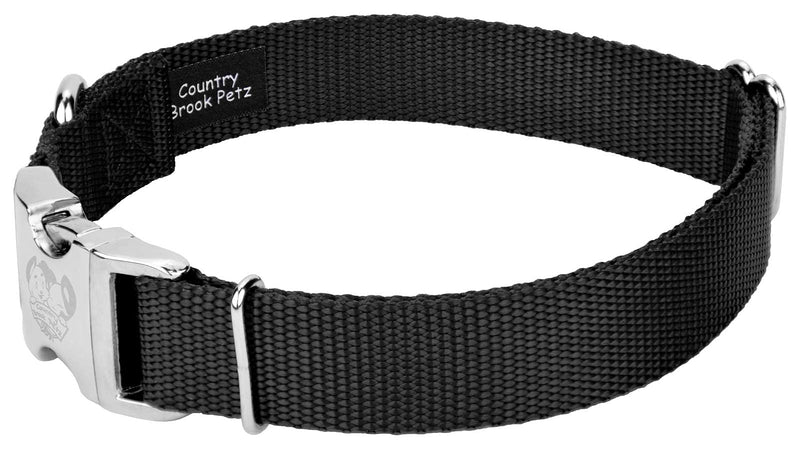 Country Brook Design - Vibrant 26 Color Selection - Premium Nylon Dog Collar with Metal Buckle Small (Pack of 1) Black - PawsPlanet Australia