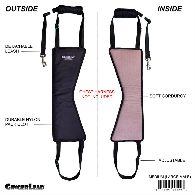[Australia] - GingerLead Dog Support & Rehabilitation Harnesses - Padded Sling with Leash for Comfort and Control Medium-Large Unisex 