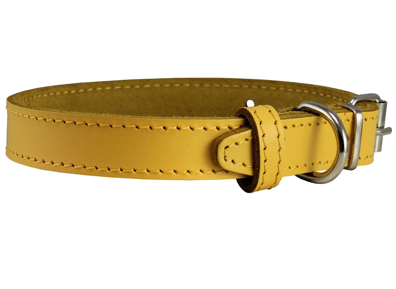 [Australia] - Dogs My Love Genuine Leather Dog Collar Yellow 7 Sizes 13"-16" Neck; 3/4" Wide 