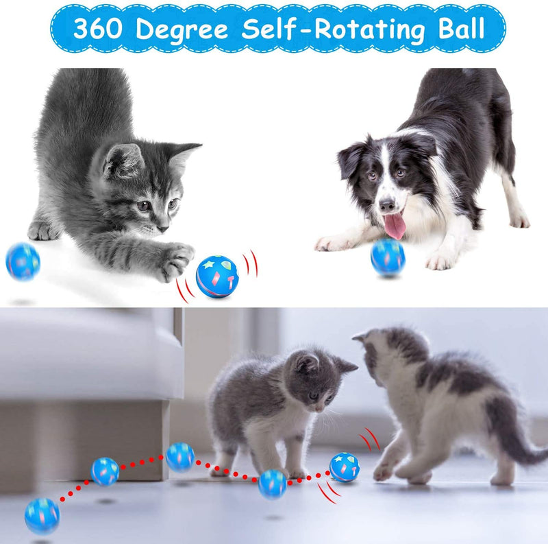 [Australia] - uniwood Interactive Cat Toy Ball, USB Rechargeable Motion Ball, 360 Degree Self Rotating Ball with Red LED Light, for Kitty’s Indoor Play and Exercise 