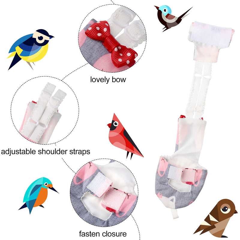 Nuanchu 4 Pieces Bird Diapers Flight Suite Liners Washable Reusable Protective Parrot Nappy Clothes with Waterproof Inner Layer Cute Urine Wet Suit for Parrot Macaw Budgies Parakeet Rabbit Patterns Medium - PawsPlanet Australia