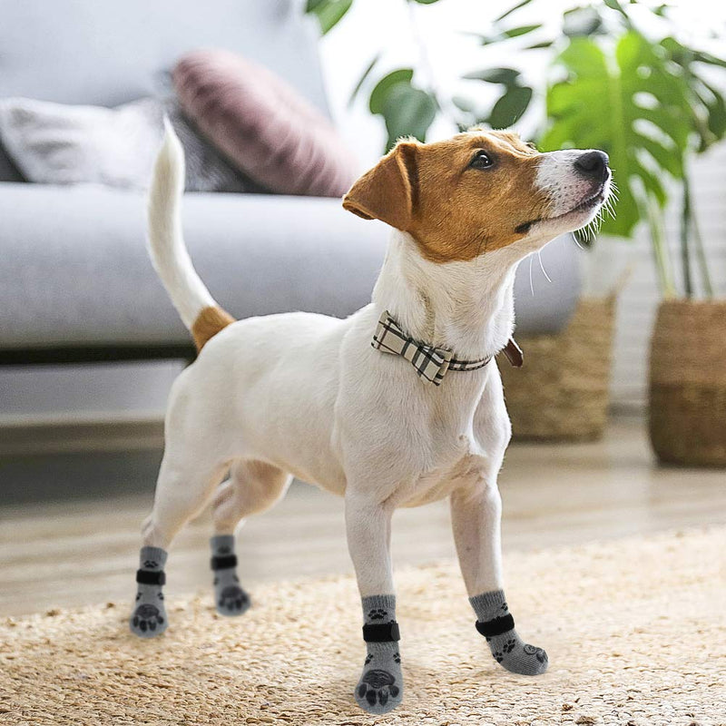 SCENEREAL 4 PCS Adjustable Sock for Dog Comfortable Dog Paw Protectors Set Non-Slip Paw Pattern Pet Boots for Small Size Dog - PawsPlanet Australia