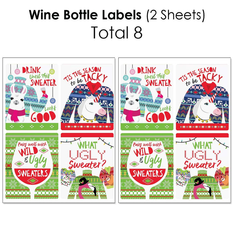 Big Dot of Happiness Wild and Ugly Sweater Party - Mini Wine Bottle Labels, Wine Bottle Labels and Water Bottle Labels - Holiday and Christmas Animals Party Decorations - Beverage Bar Kit - 34 Pieces - PawsPlanet Australia