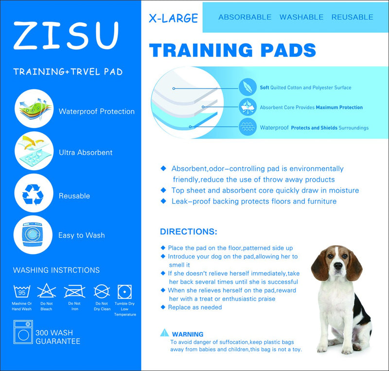 [Australia] - ZISU 2 Pack Washable Dog Training Pads Ultra Soft Large Size 34"x36" Puppy Pee Pad Waterproof Reusable Underpads for Pet Housebreaking,Travel,Incontinence,Great for Bed Wetting,Mattress Protection 34“x36” 