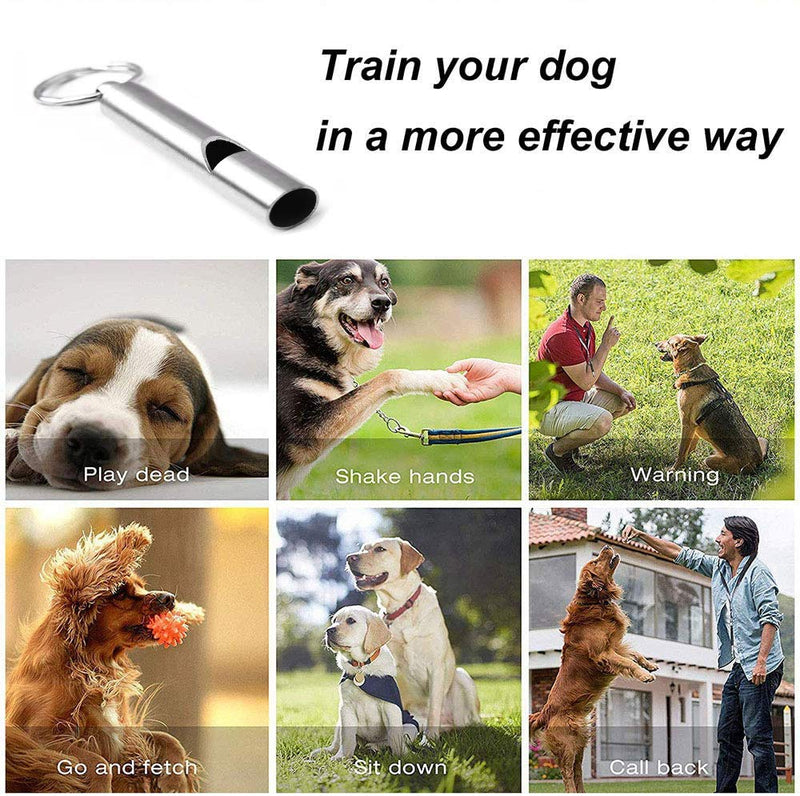 nuoshen 2 Pcs Professional Training Dog Whistle, High Pitch Copper Dog Training Whistles for Recall ang Pet Behavior Control Silver - PawsPlanet Australia
