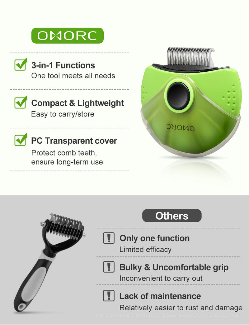 [Australia] - OMORC 3 in 1 Pet Grooming Brush Tool, Effective Dematting Comb, Convenient Deshedding Comb and Useful Pin Comb for Pets, Mat Remover Safe Undercoat Rake for Dogs and Cats 