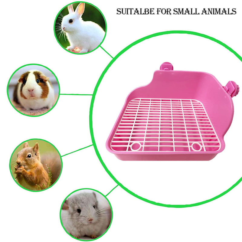 kathson Rabbit Litter Box, Bunny Corner Litter Pan, Pet Toilet Potty Trainer Bedding Box Pet Bowls Detachable Hanging Pet Cage Bowl for Rabbit Bunny Guinea Pig Ferrets Chinchilla - PawsPlanet Australia