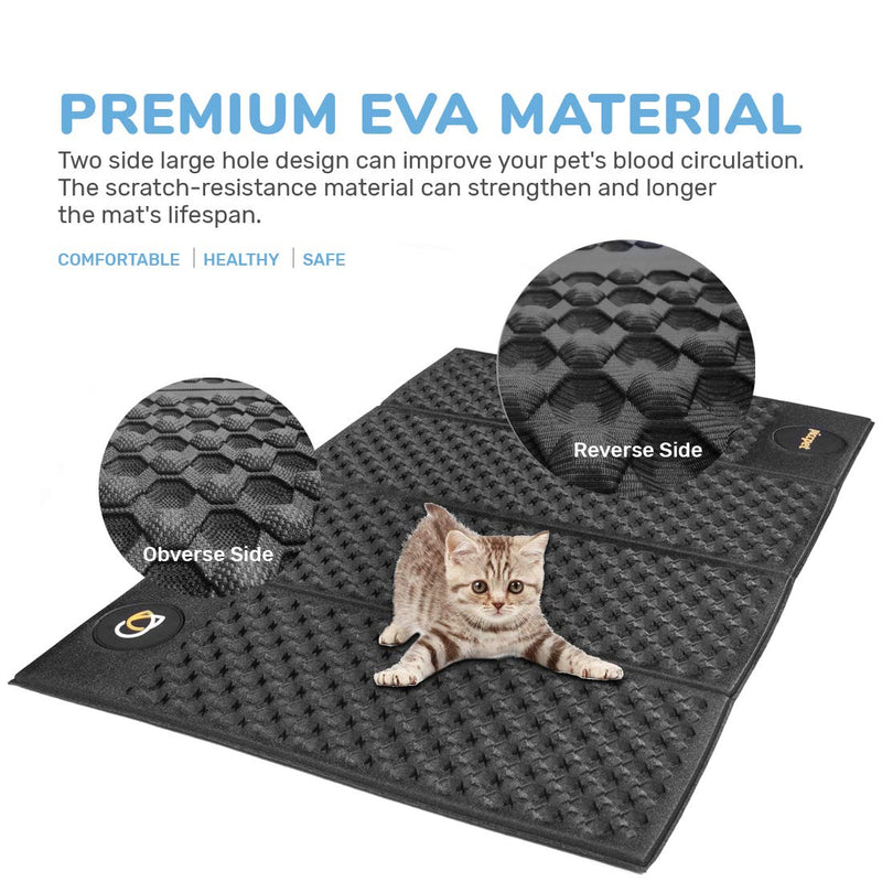 [Australia] - piccpet 2019 New Cat Litter Mat (28.3 × 18.5 inches), Premium Kitty Litter Trapping Mat, No-Toxic EVA Double Sided, Urine Waterproof, Scatter Control, Easy to Clean, Washable, Traps Litter from Box Black 