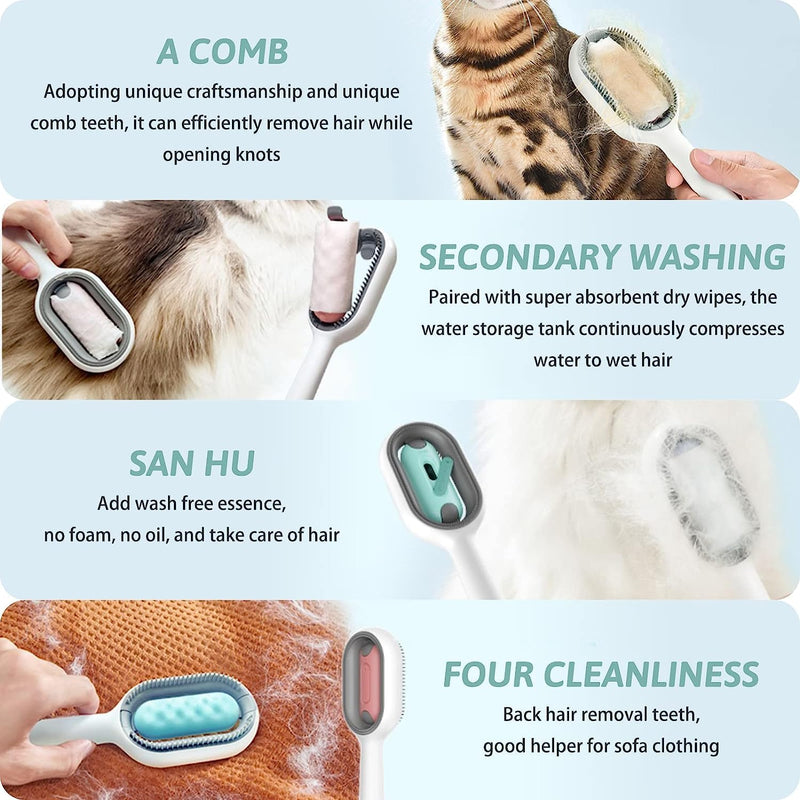 KFDDRN Pack of 2 cat brushes for short hair, 4 in 1 cat hair brush and dog brush for grooming, cleaning brush for animal hair, ideal for massage, grooming and hair removal - PawsPlanet Australia
