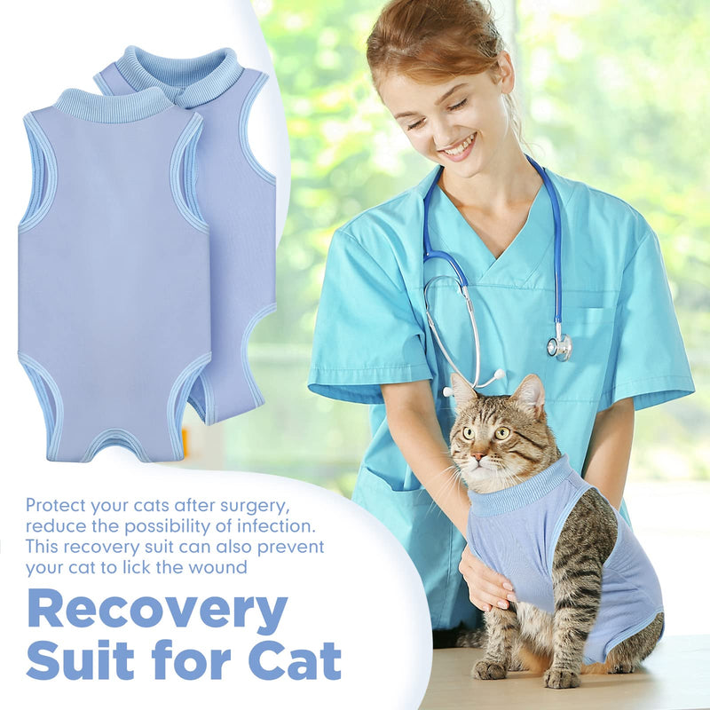Geyoga 2 Pcs Recovery Suit for Cat, Cat Pet Protection Clothing, Cat Clothing Cat Recovery Suit, Cat Surgery Recovery Suits Warm Recovery Cloth Suit Recovery Suit Vest for Cats Dogs (Large, Blue) Large - PawsPlanet Australia