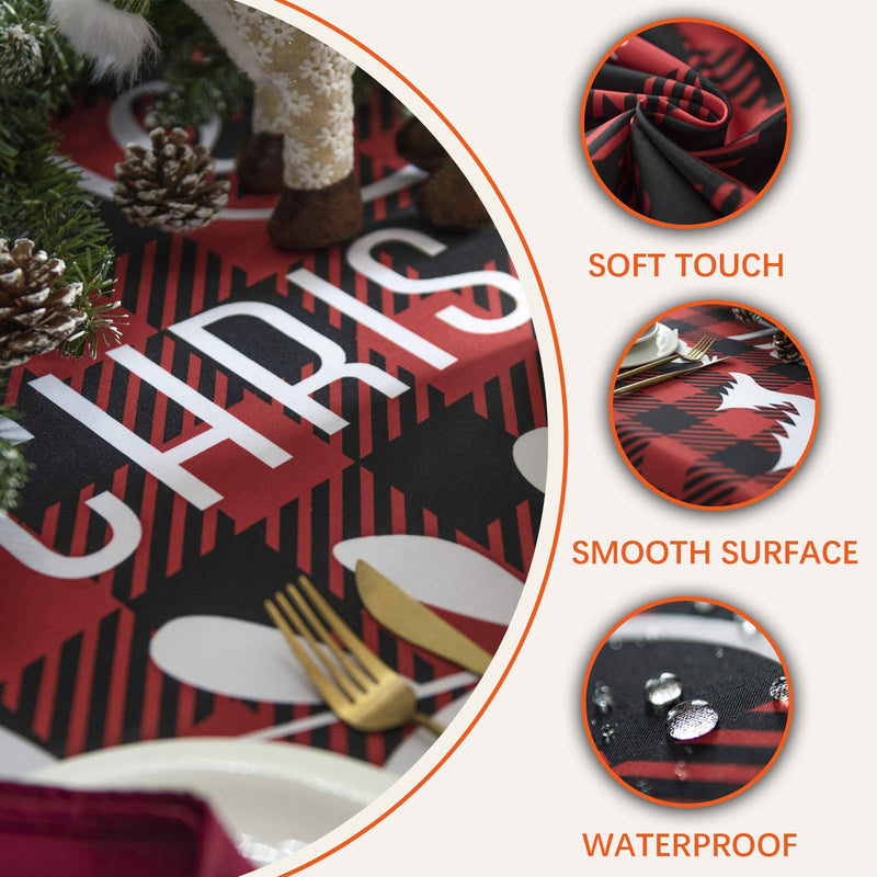 Hosonson Christmas Rectangle Table Cloth 60x84 inch - Waterproof Holiday Decoration Tablecloth - Reusable Wipable Fabric Table Linen Cover for Kitchen,  Indoor and Outdoor Red Black 60x84 inch - PawsPlanet Australia