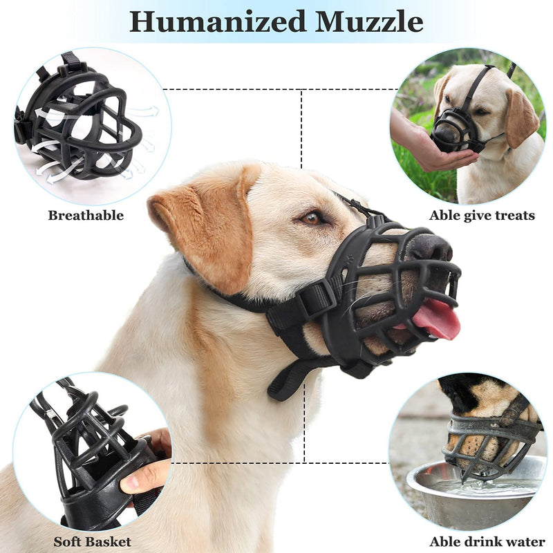 LUCKYPAW Dog Muzzle, Soft Basket Muzzle for Medium Large Dogs, Best to Prevent Biting, Chewing and Barking XS-(Snout 6"-7½") Black - PawsPlanet Australia