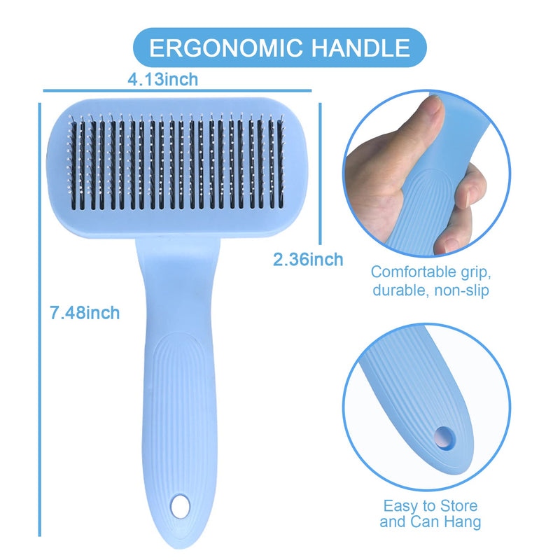 Uoking Dog Brush, Self Cleaning Slicker Brushes, Pet Grooming Comb Soft, Remove Loose Fur & Dirt, for Medium & Large Dogs Cats with Short to Long Hair, Professional Deshedding Tool - Blue - PawsPlanet Australia