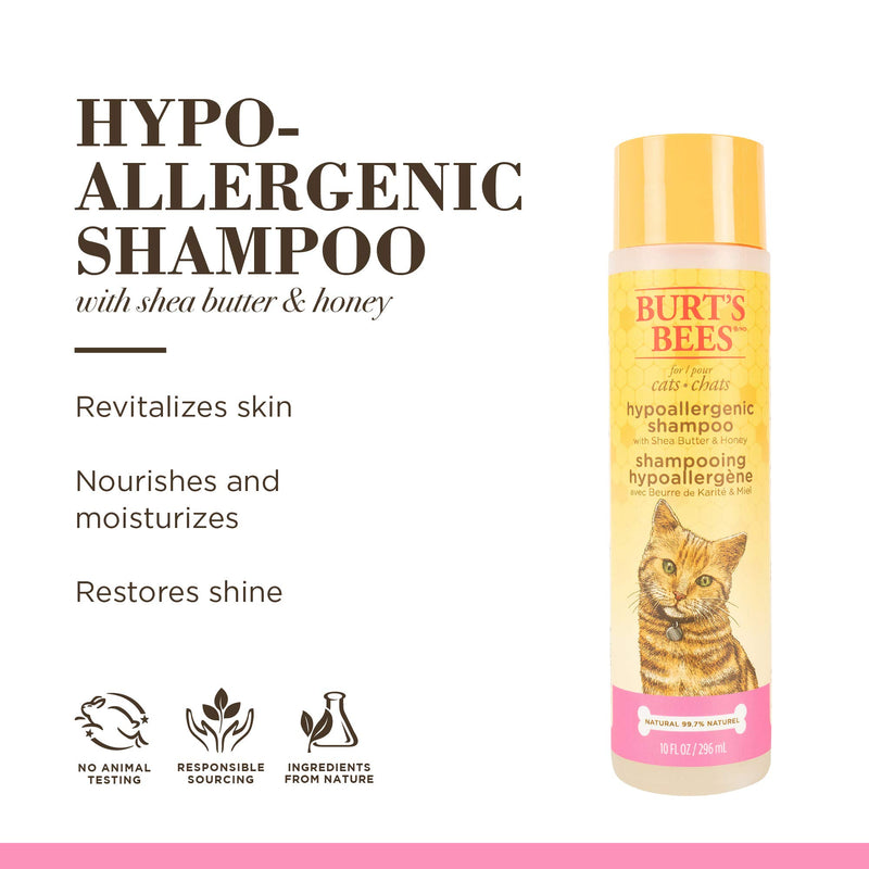 Burt's Bees for Pets For Cats Natural Hypoallergenic Shampoo With Shea Butter and Honey | Cat Shampoo, 10 Ounces - 2 Pack (FF5766AMZ2) - PawsPlanet Australia