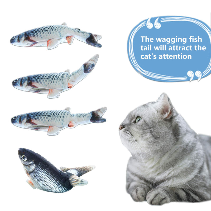 VEGCOO Electric Wagging Fish Toy for Cat, Realistic Moving Cat Fish Toy Chew Simulation Funny Interactive Toys for Cats Pets Kitten Biting/Chewing/Kicking (A) A - PawsPlanet Australia